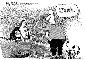 Santorum man and dog cartoon